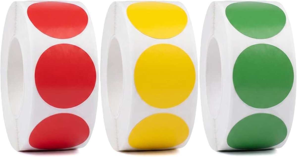 Ronde stickers 25 mm - Kleurrijk - 1500 stuks - Ideaal voor etikettering - ShopVlot