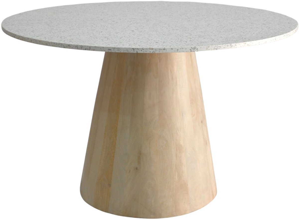 DÉJA Living Eettafel Sara Rond - Terrazzo/Hout - Naturel - 120x120x76cm