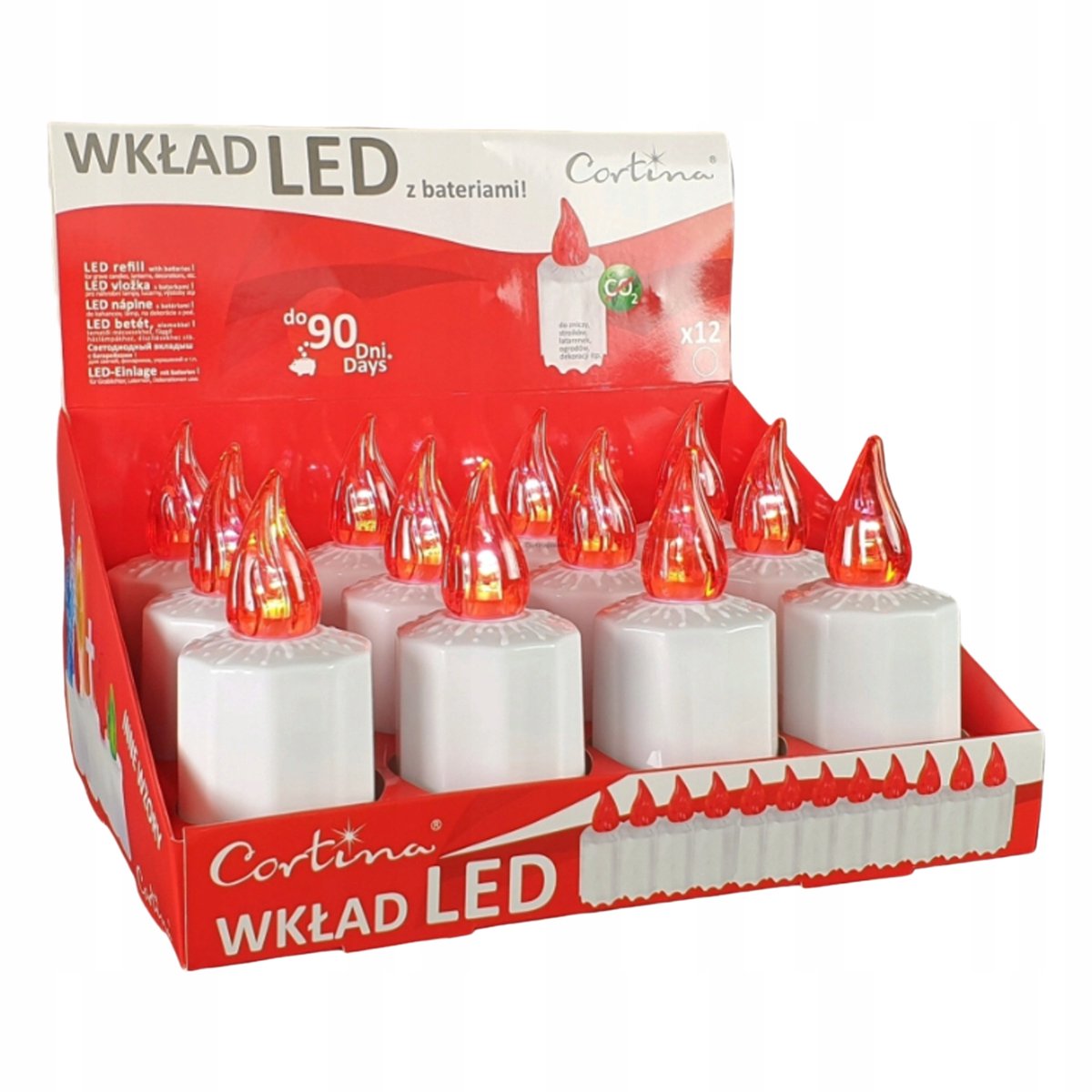 Merkloos LED Kaarsen voor Graflichten, Rood, 12 Stuks met Batterijen