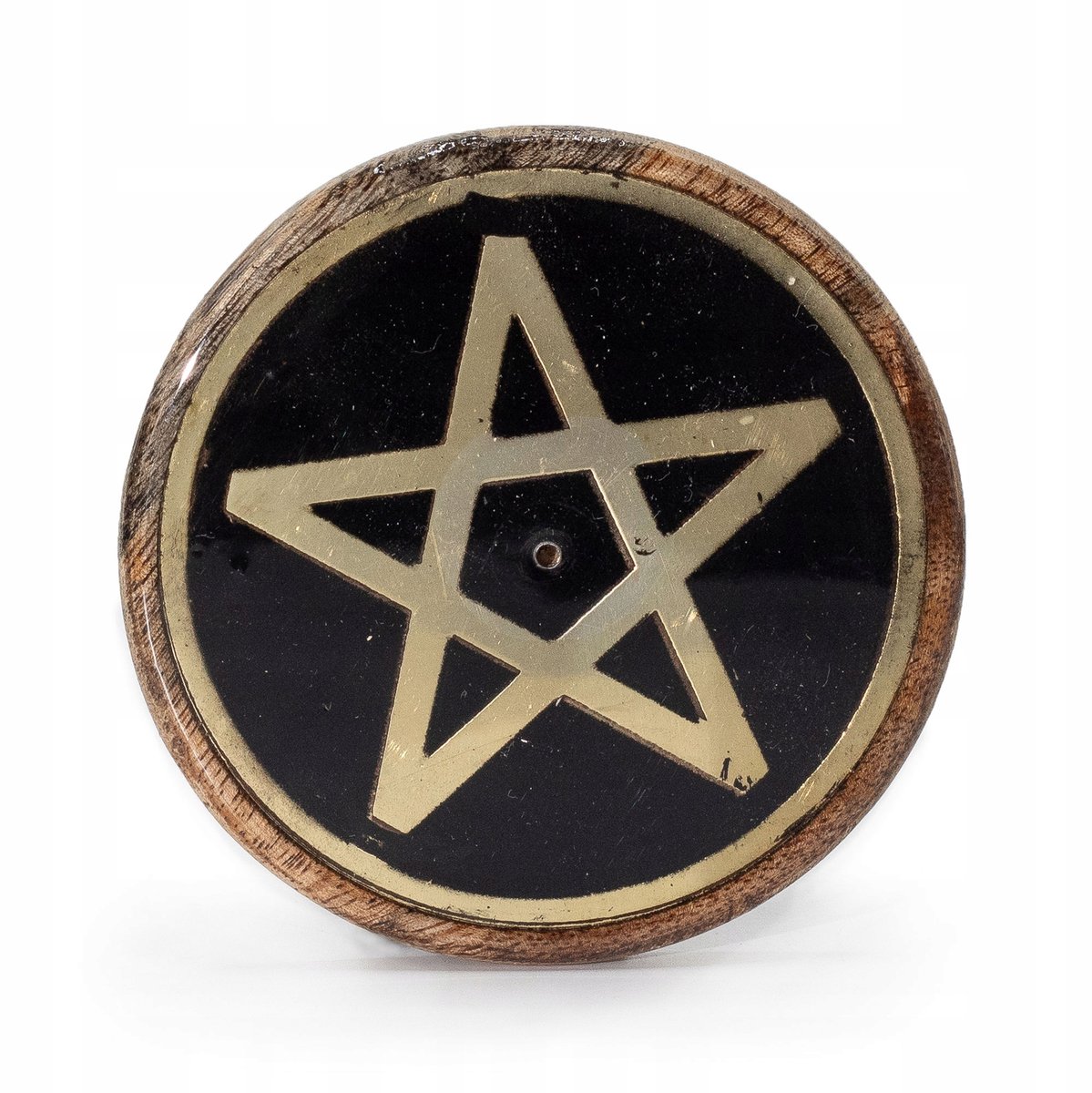 Merkloze Houten & Metalen Pentagram Kaarsenhouder - Ø 8.5 cm