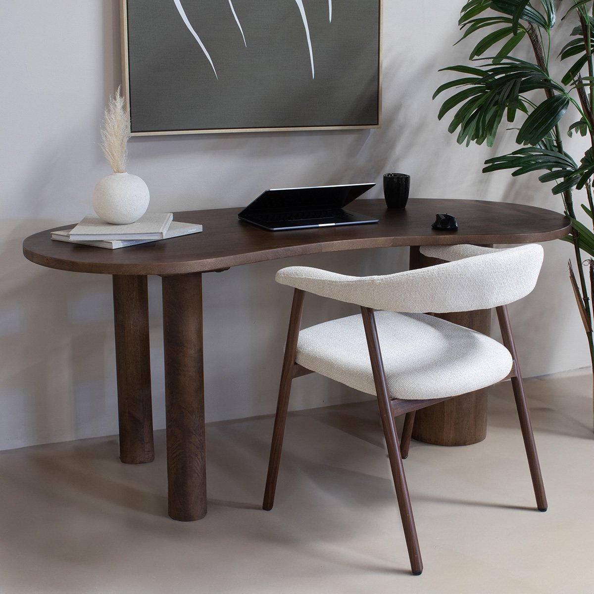Giga Meubel Bureau Livana Organisch - Mangohout - Donkerbruin - 160x70x75cm