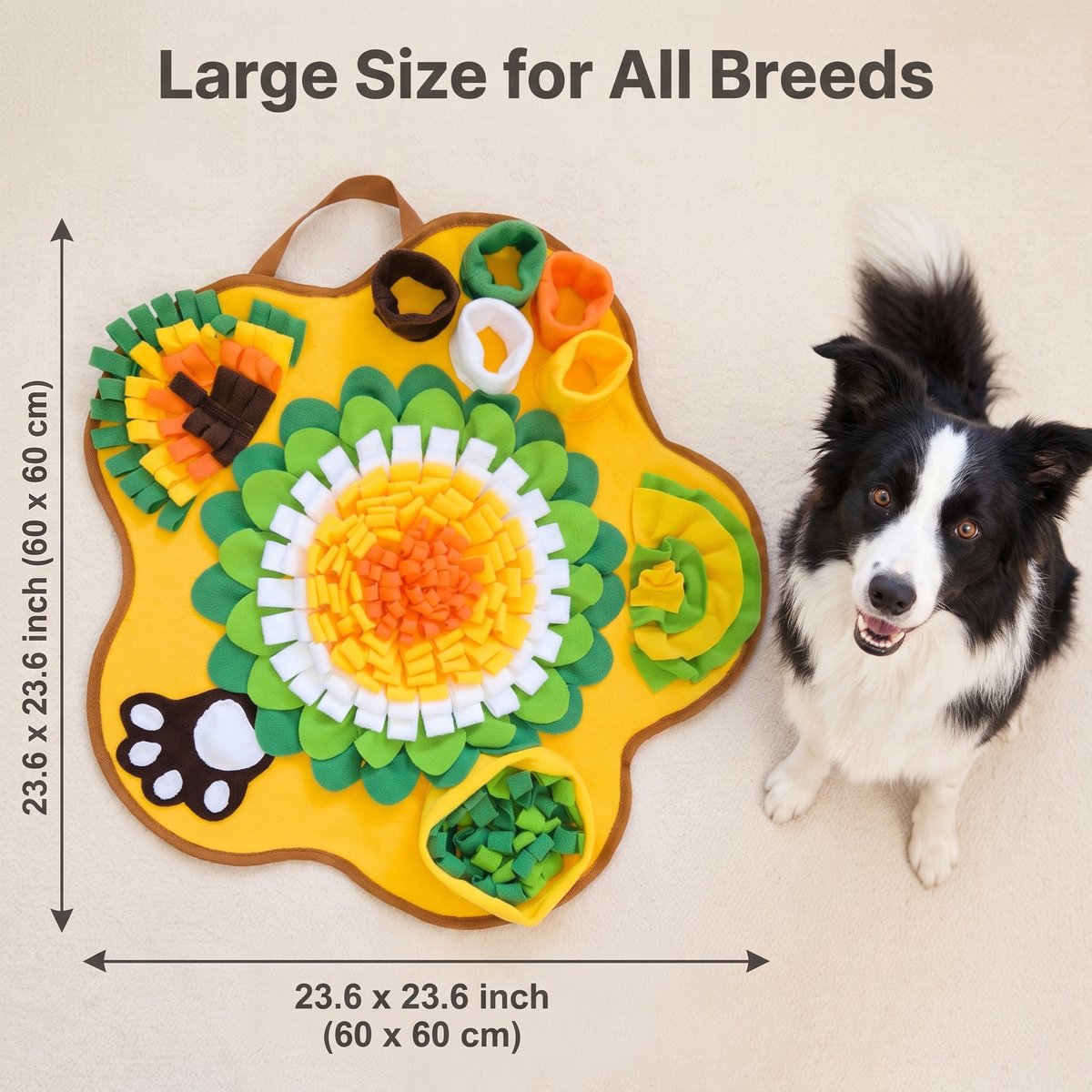 Snuffelmat voor huisdieren, speelmat voor huisdieren, slowfoodmat voor huisdieren, speelgoed voor huisdieren, training voor huisdieren, honden en katten, kleur，Afdeling C 60*60cm