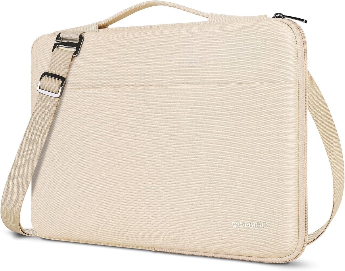 Laptophoes 15,3 inch - Beige - 15,6 inch - Waterdichte Schokbestendige Laptoptas met Schouderriem - Voor Laptopbescherming