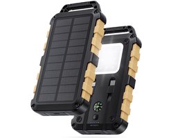 WOWMVP Solar Powerbank 26800mAh, PD22.5W Draagbare Zonnelader USB C Externe Batterij Buiten Waterdicht Met LED-lampje - ShopVlot