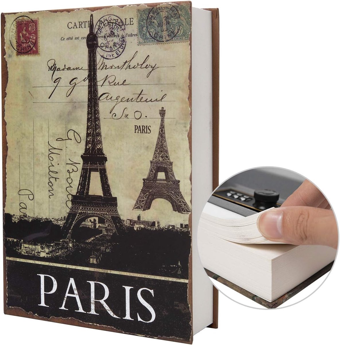 PACOLO Genuine paper transfer book, safe for jewellery, money and cash, hollow with hidden compartment, key and - ShopVlot