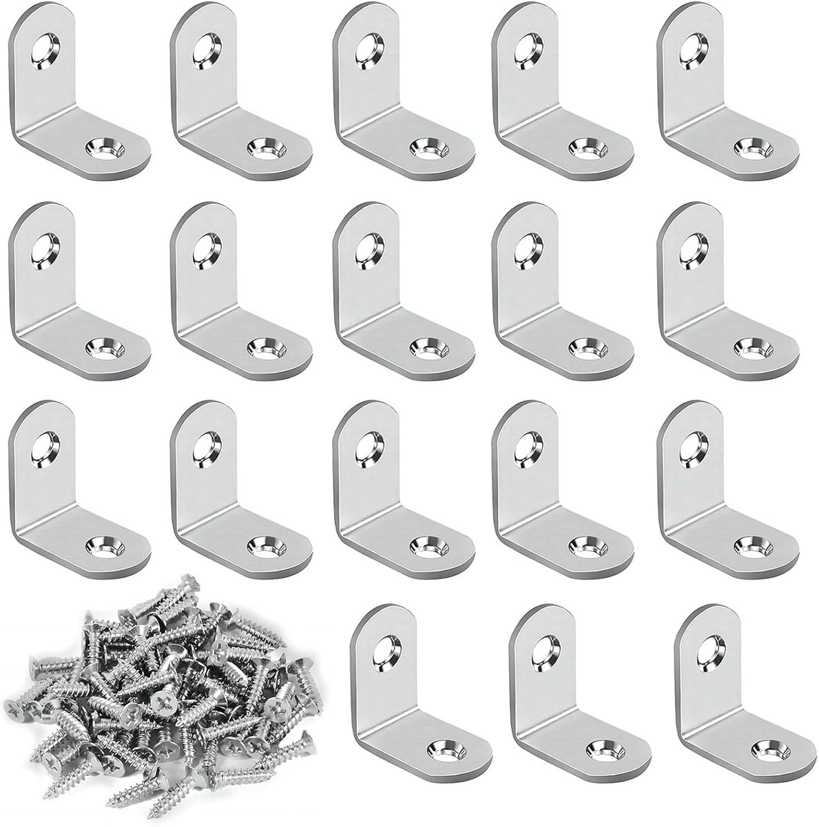 L beugel hoek 25x25mm - RVS metalen hoekverbinding - 90 graden - voor meubels en constructies - ShopVlot