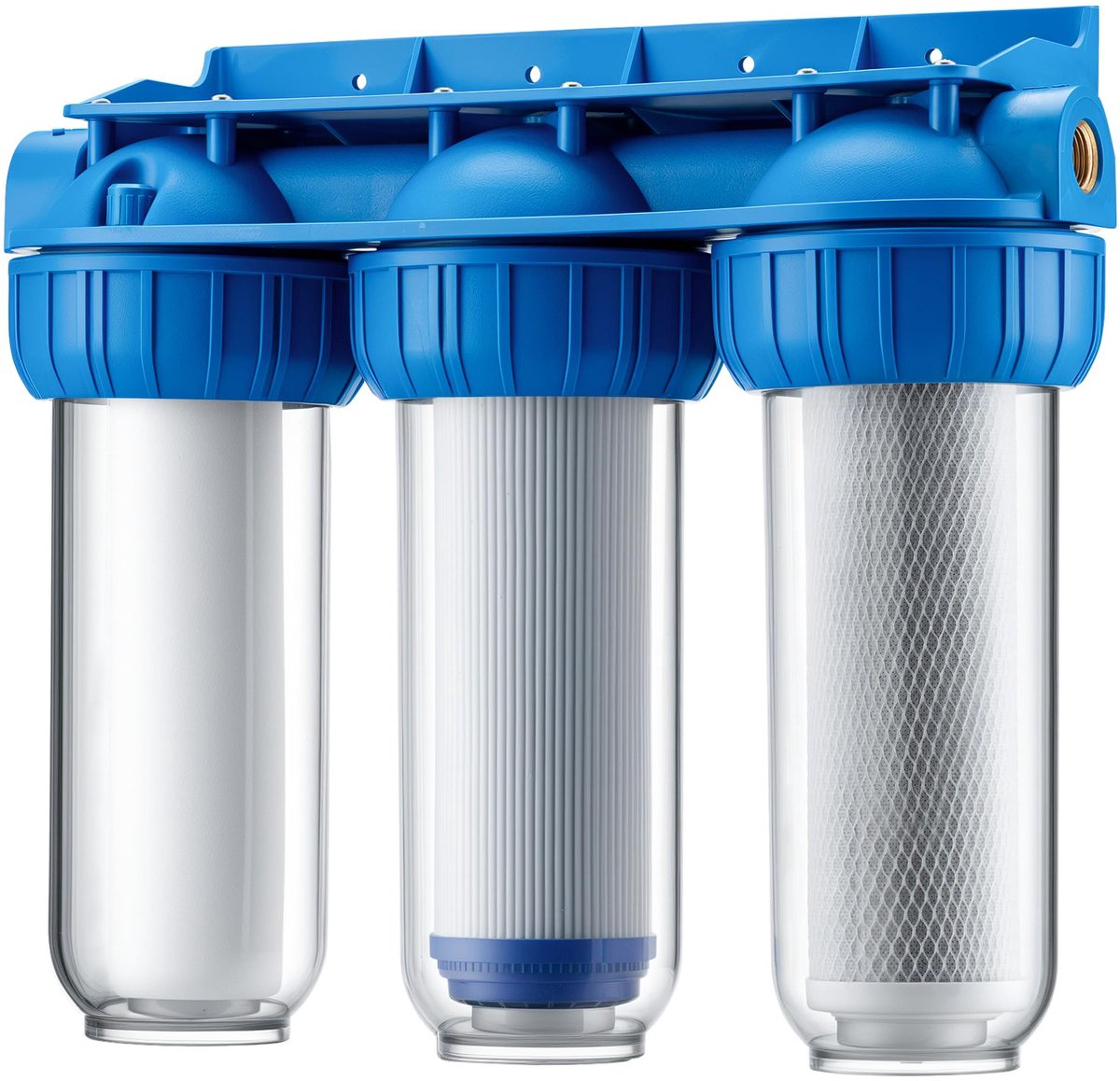 Naturewater NW-BR10B4 3-traps waterfilter 20,67 mm (1/2"), sedimentfilter met actieve kool voor schoon drinkwater - ShopVlot