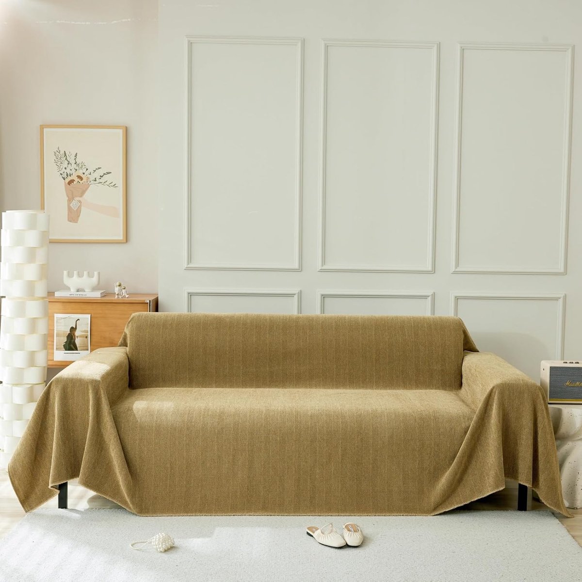large chenille sofa throw 1-4 seater Yellow 180x340 cm - ShopVlot