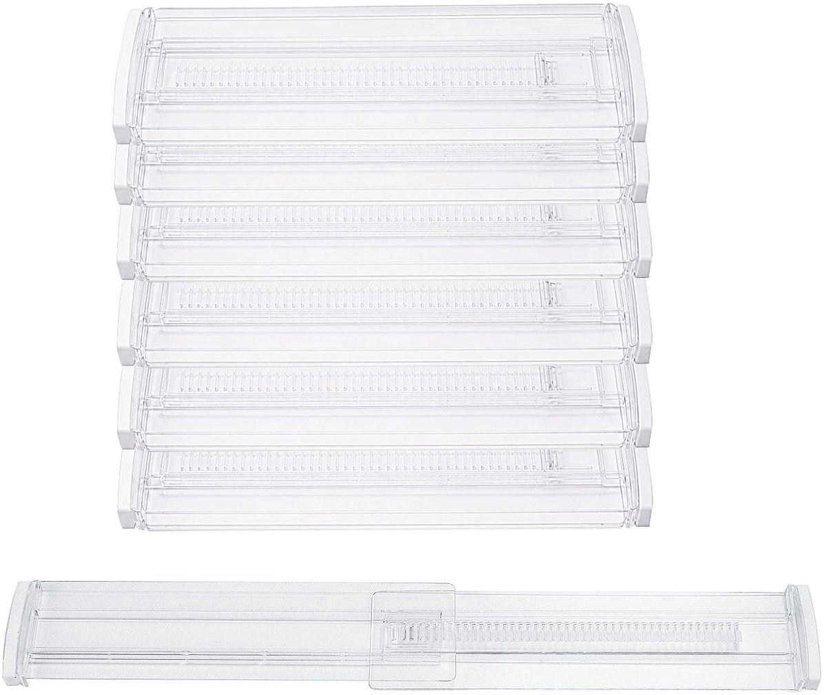 Famanu 6 stuks ladeverdelers, verstelbaar, 28-50 cm, ladeverdeler, lade-inzetstuk, ladeverdeler voor laden, organizer, keuken, commode, kledingkast, bureau, organizers Transparant