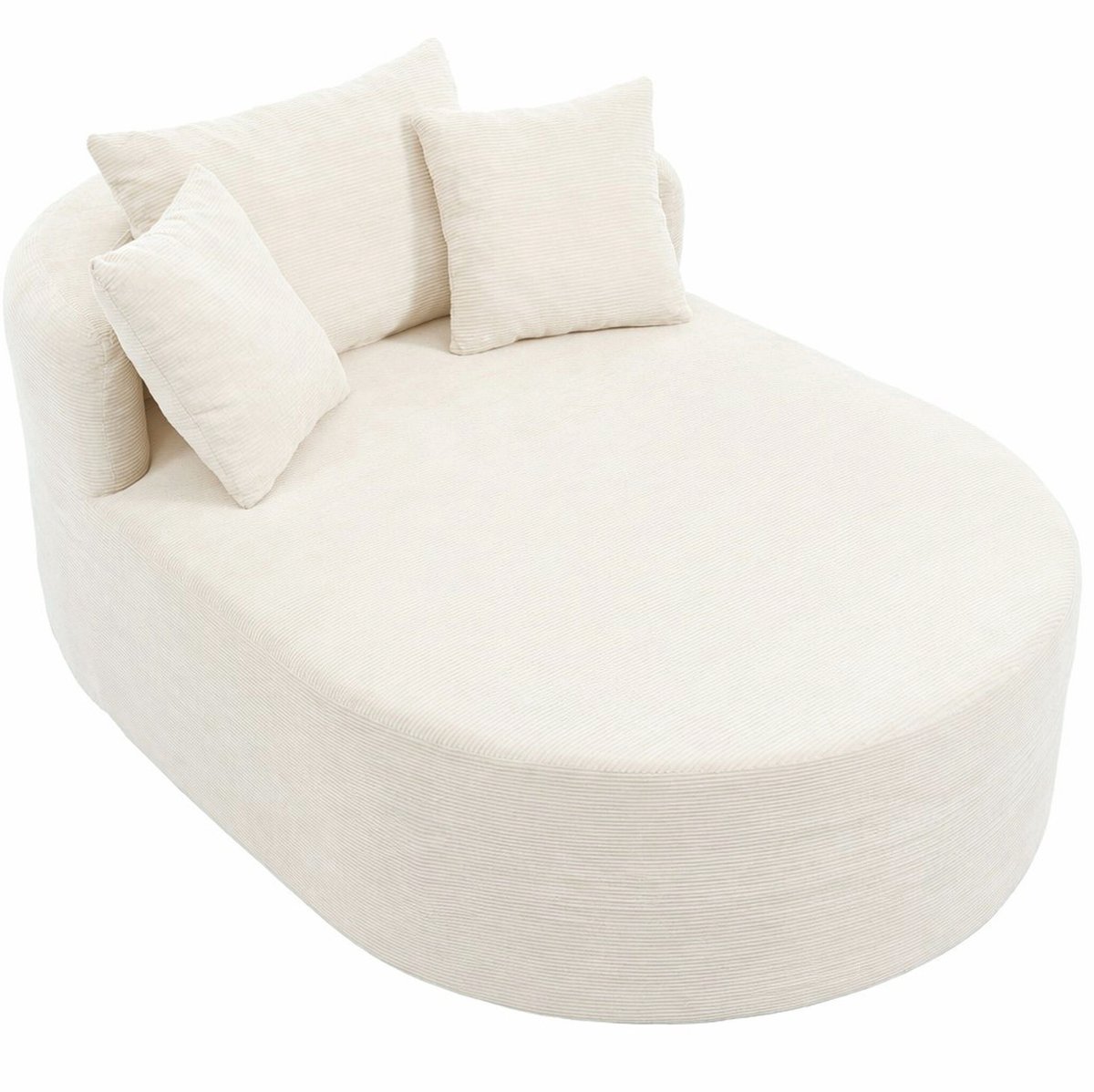 Fauteuil - Ovale Relaxfauteuil - Zacht Ribfluweel - Extra Diepe Zit - Voor Woonkamer, Slaapkamer En Leeshoek - Lichtbeige