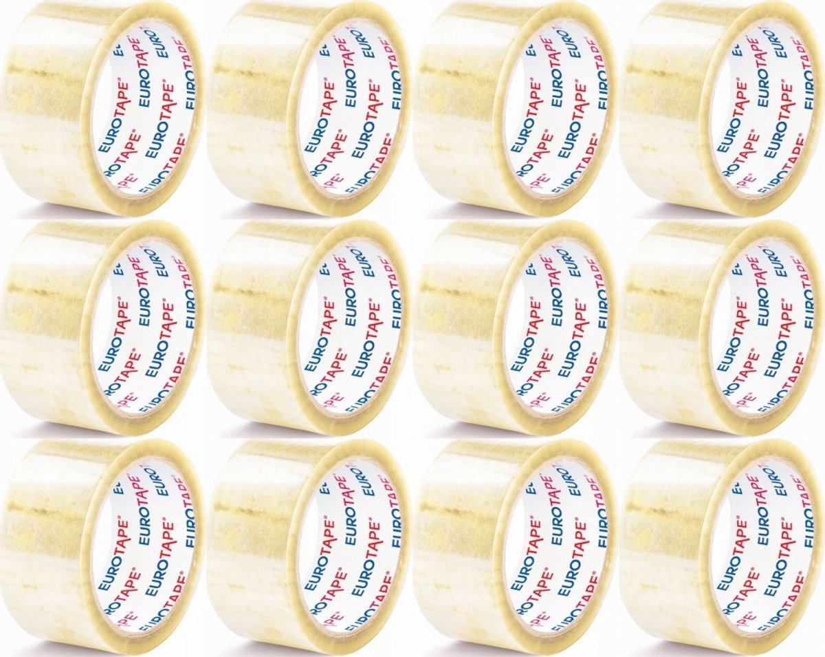 12x Dalpo Eurotape Verpakkingstape 36mm x 60m Transparant