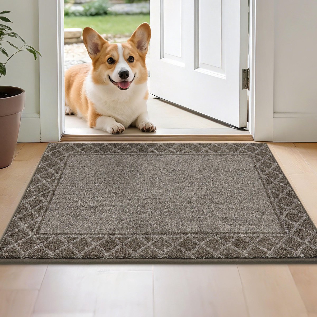 BEQHAUSE Binnenmat, TPR, antislip, 60 x 90 cm, lichtbruin - ShopVlot
