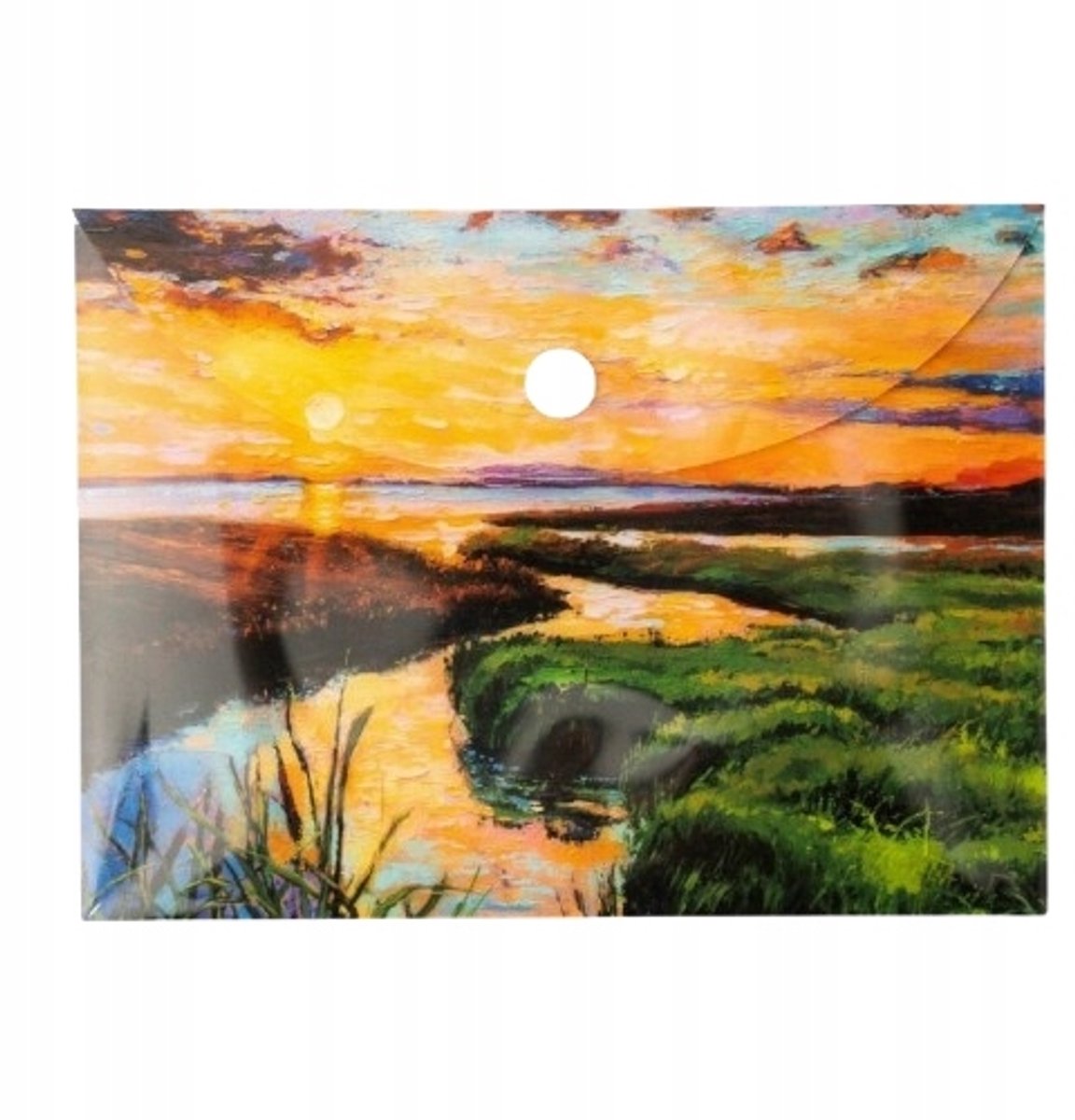 Narcissus A6 PP map met rivierprint en drukknoopsluiting