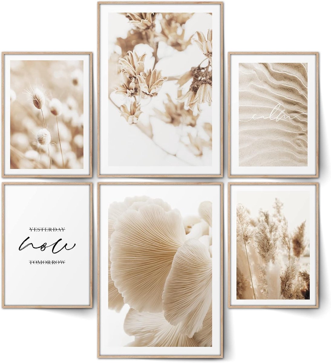 BLCKART Boho Beige Poster Set Bohemian Dream Double-Sided Pictures Decoration (L 2 x A3 4 x A4 Without Frame) - ShopVlot