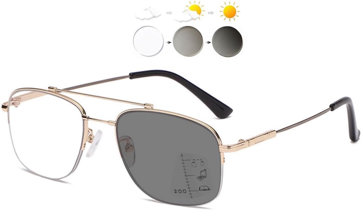 KOOSUFA Men's Self-Colour Sliding Vision Glasses, Sliding Glasses, Progressive Multi Focus, Anti-Blue Light - ShopVlot