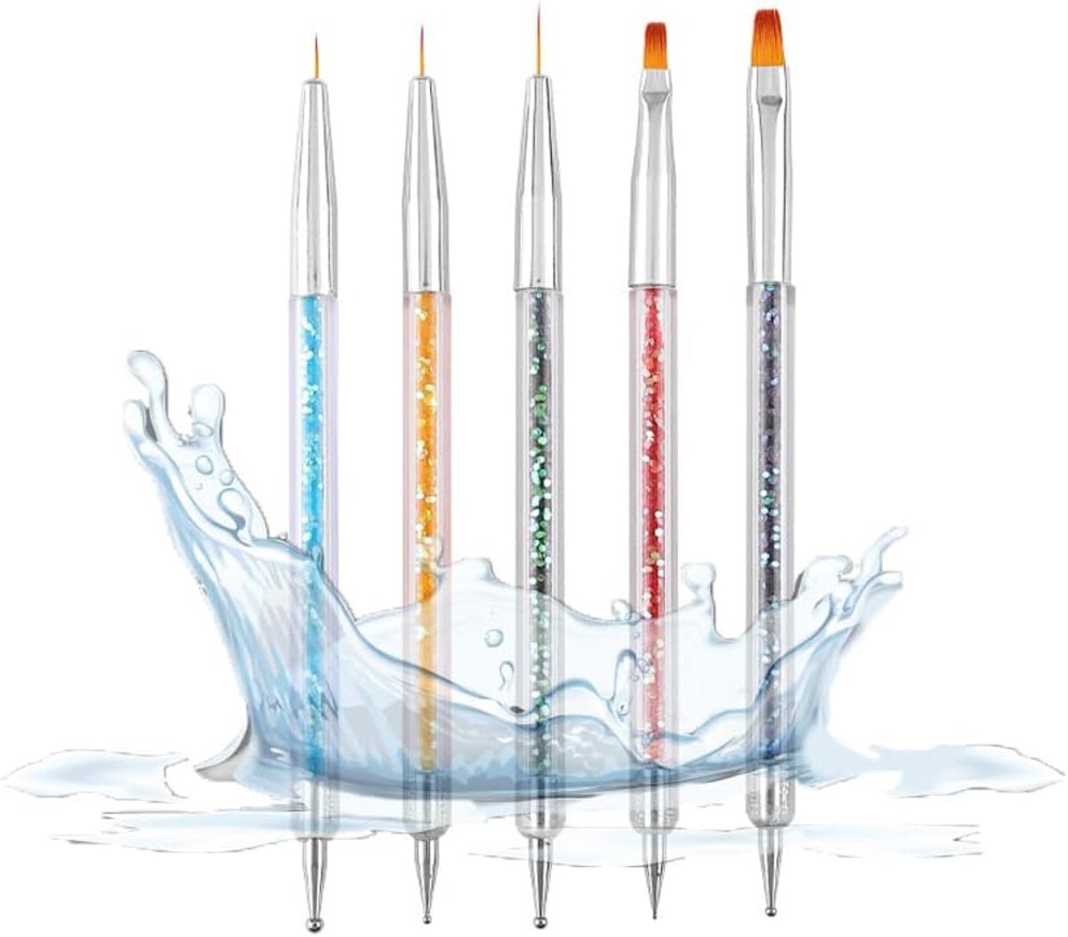 5 Nail Art Brushes, Nail Art Tools, Point Pig, Acrylic Brush, Nail Art, Brush Set - ShopVlot
