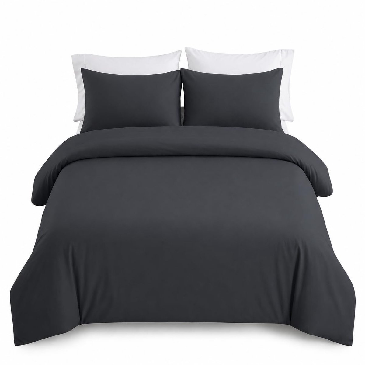 Dekbedovertrekset Super King 260 x 220 cm - geborsteld microvezel - houtskoolkleur - ultrazacht beddengoed - ShopVlot