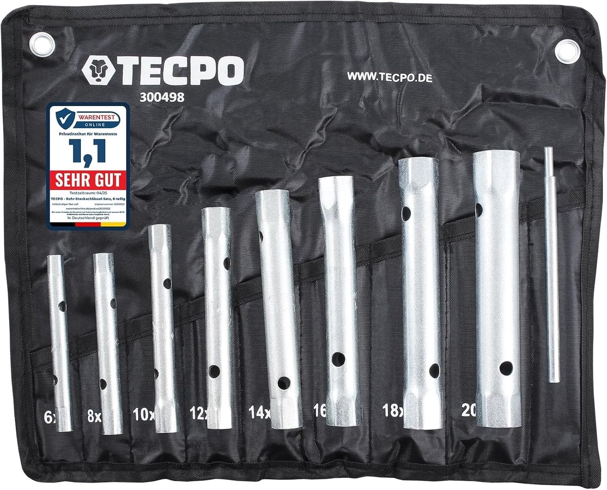 Buitenkraan sleutel - Verchroomd staal - 6x7 tot 20x22 mm - 8-delige set - Voor professioneel gebruik