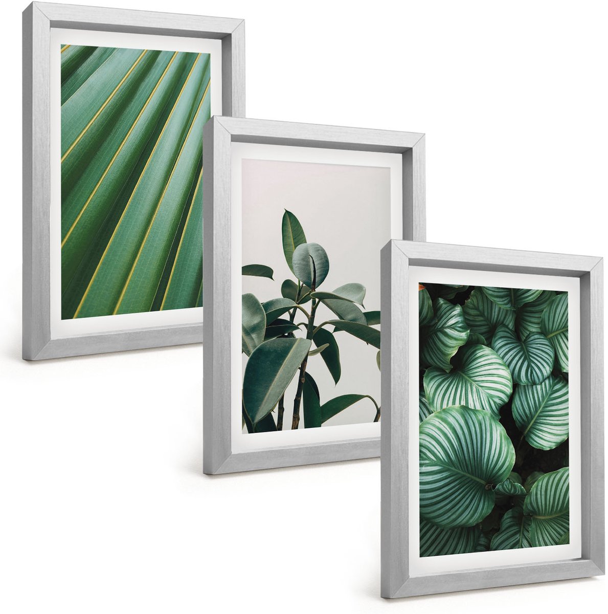 Tulup 4-Delige Schilderij Set - Esthetische tropische bladeren in diverse groene tinten - 20 x 30 cm - Stijlvolle Muurdecoratie - Kantoor