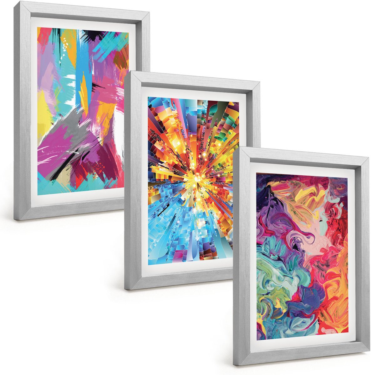 Tulup 4-Delige Schilderij Set - Kleurrijke abstracte schilderijen met dynamische patronen - 20 x 30 cm - Decoratieve Schilderijen - Woonkamer - Interieur