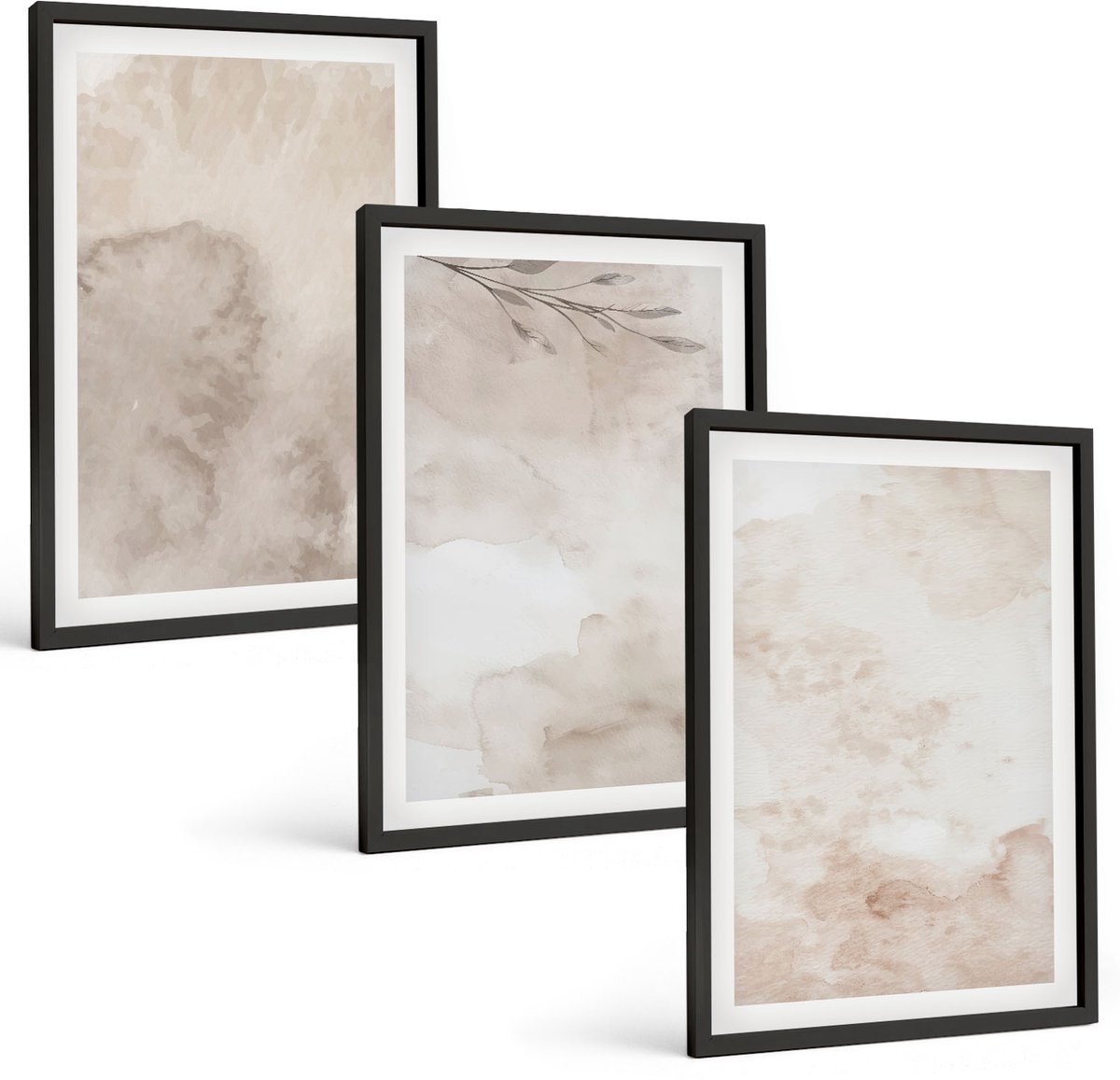 Tulup 4-Delige Schilderij Set - Textuur van gemorste aquarelverf in boho-stijl - 40 x 60 cm - Wanddecoratie - Moderne Interieurdecoratie - Stijlvolle Muurdecoratie