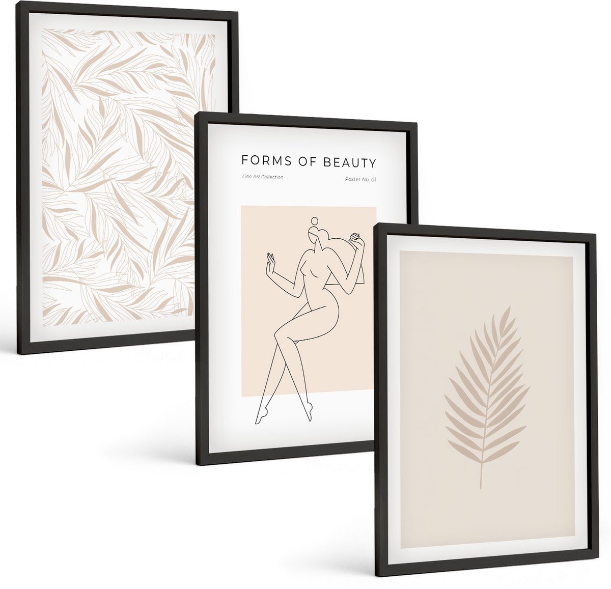 Tulup 4-Delige Schilderij Set - Minimalistische stijl met botanische motieven - 40 x 60 cm - Wanddecoratie - Schilderijen Set - Kantoor - Decoratieve Schilderijen