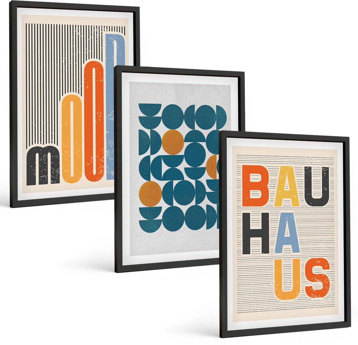 Tulup 4-Delige Schilderij Set - Posters met geometrische patronen in Bauhaus-stijl - 40 x 60 cm - Moderne Wanddecoratie - Woonkamer - Woonkamer Decoratie