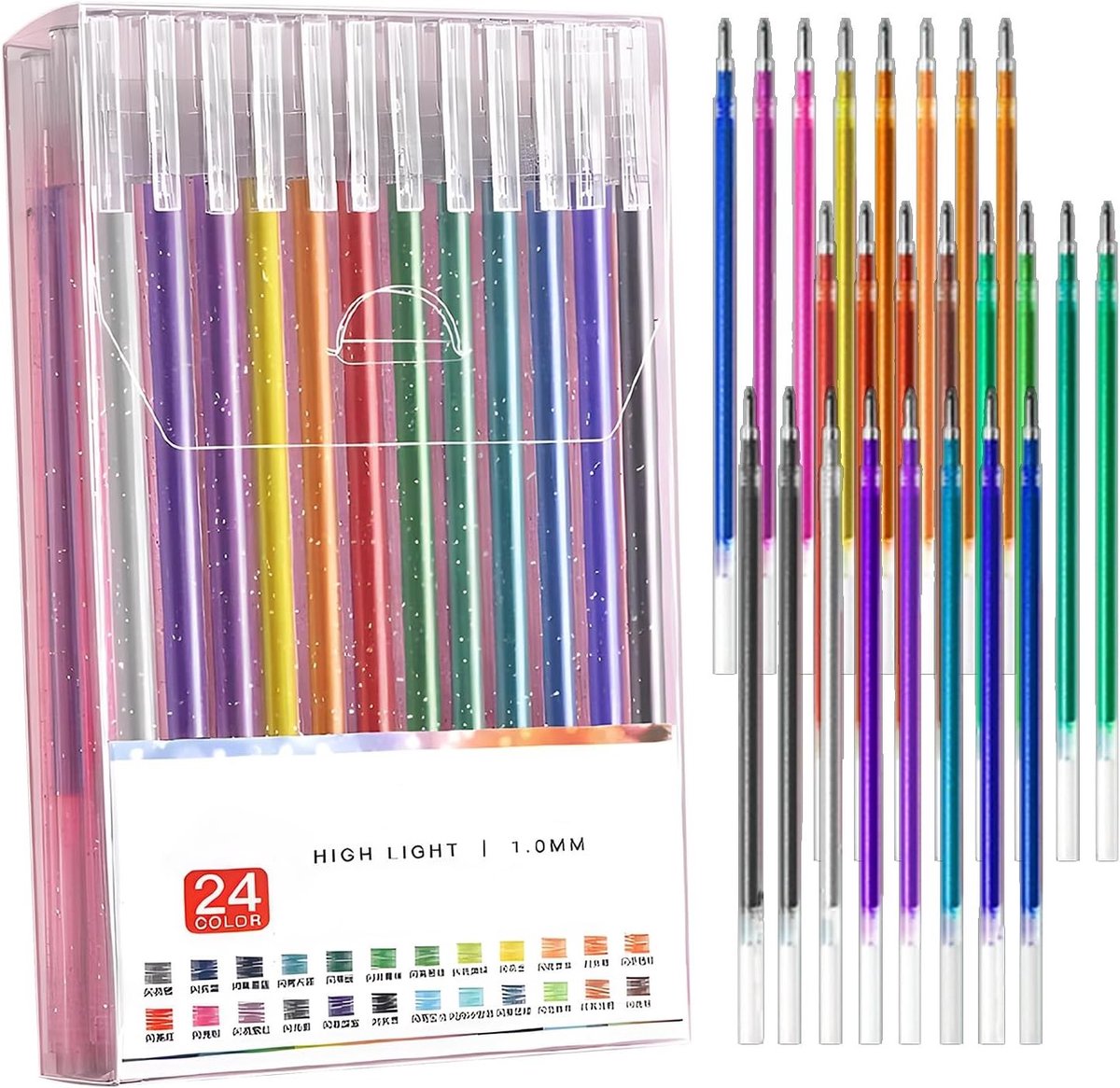 Glittergelstiften - Multicolor - 24 stuks - Glittergelpennen met Reservevullingen - Voor Kinderen en Volwassenen