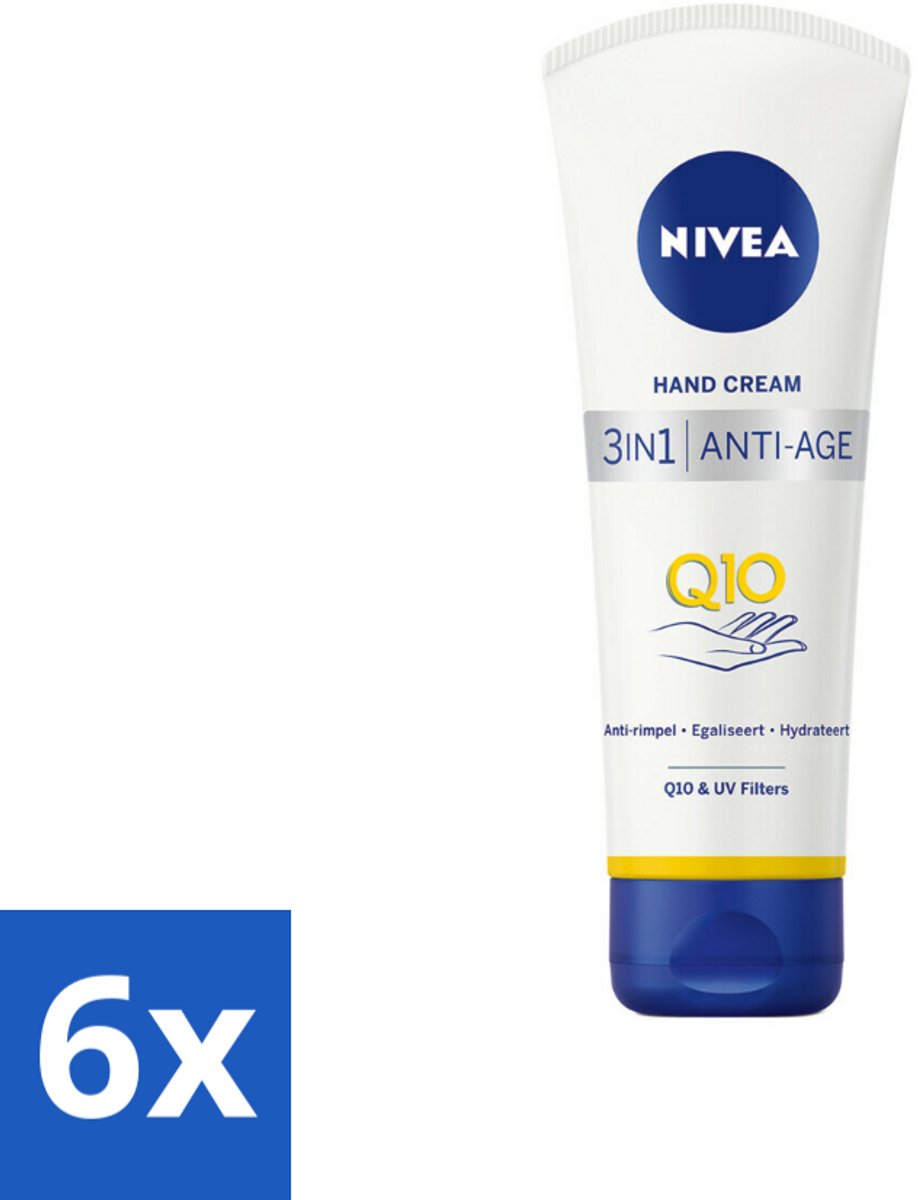 6 x NIVEA - Handcrème - 3-in-1 Q10 Anti-Veroudering - Anti-rimpel - Egaliseert - Hydrateert - 100 ml - Nivea Handcrème - Anti-rimpel Crème - Anti-aging - Pigmentvlekken - Droge Handen