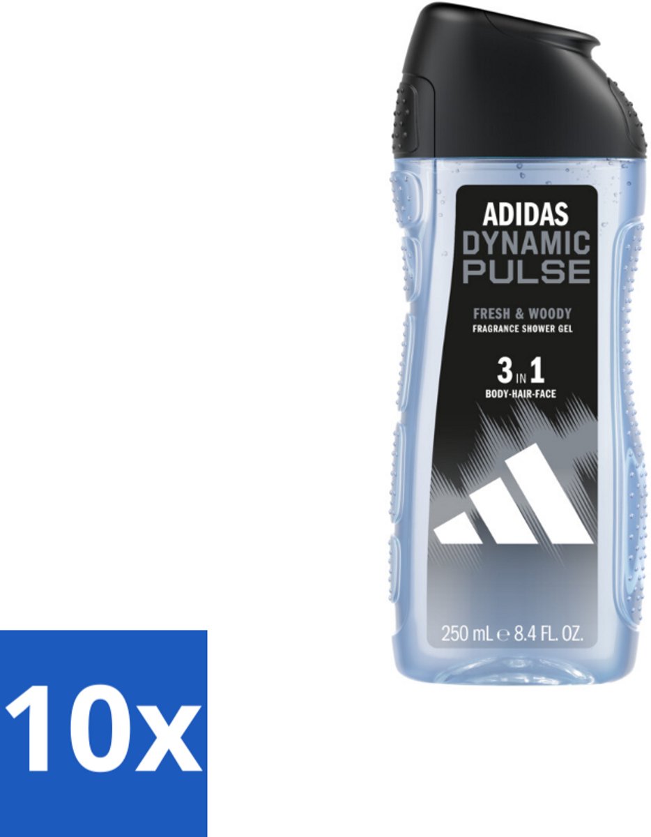 Adidas – Douchegel 3-in-1 – Dynamic Pulse – 250 ml - Bulkverpakking - 10 stuks