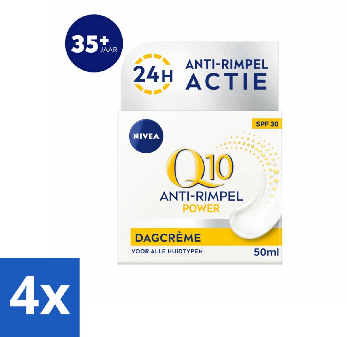 4 x NIVEA - Q10 POWER Dagcrème - Anti-Rimpel Crème - SPF 30 - Voor alle huidtypen - Met Q10 & Creatine - Collageenversterker - 50 ml - Anti-rimpel Crème - Dagcrème - NIVEA Q10 - Collageen Booster - SPF 30