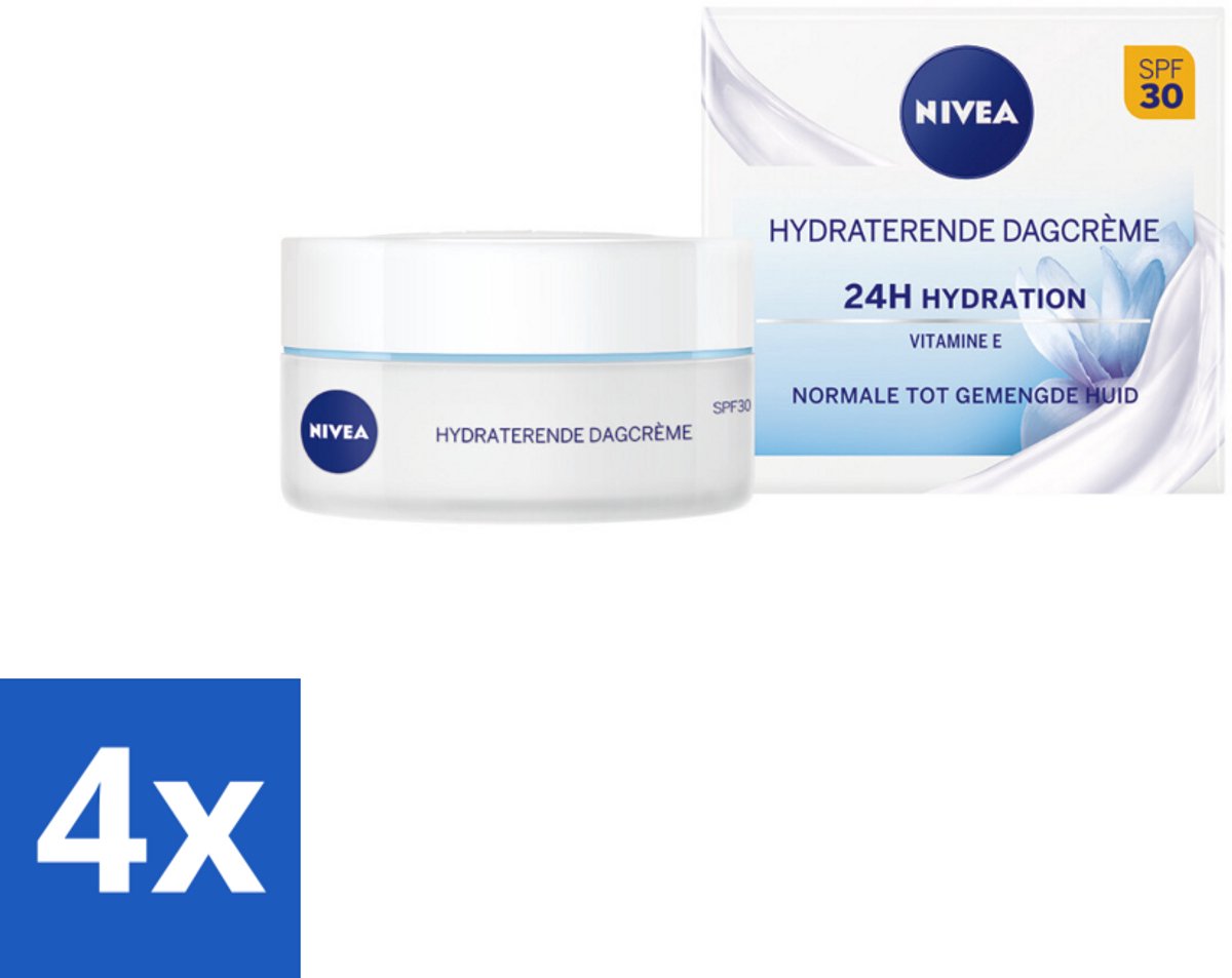 4 x NIVEA - Essentials Dagcrème - Hydraterende Gezichtscrème - Normale tot gemengde huid - SPF 30 - Met Vitamine E & Lotusextract - 50 ml - NIVEA Dagcrème - Hydraterende Dagcrème - Dagcrème Voor Normale Huid - Dagcrème Met SPF - Vitamine E Dagcrème