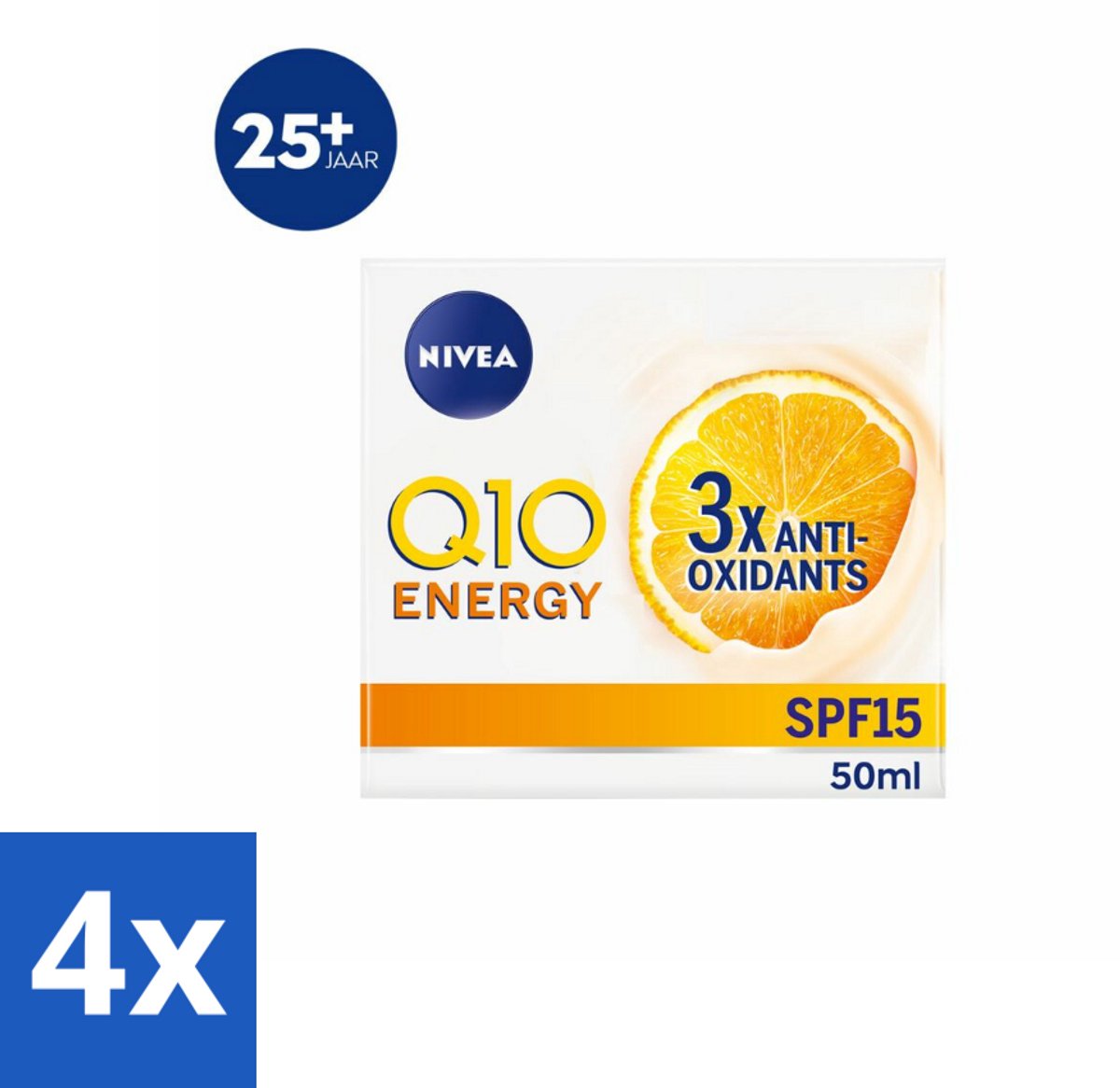 4 x NIVEA - Q10 Energie Dagcrème - Anti-Rimpel Crème - Normale & vermoeide huid - SPF 15 - Met Vitamine C & Q10 - 50 ml - Nivea Q10 - Anti-rimpel Crème - Dagcrème - Vitamine C - Q10