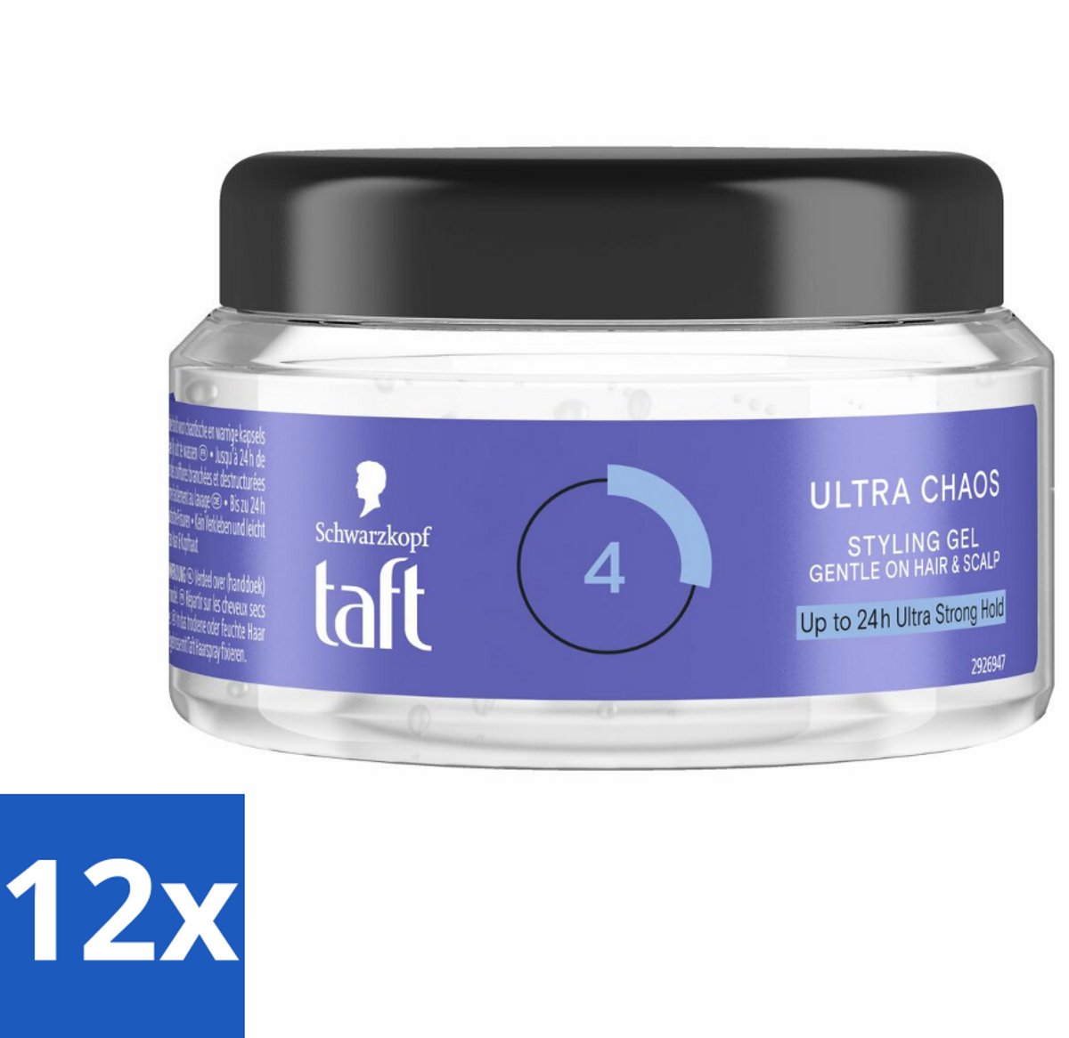 12 x Taft - Ultra Chaos 4 - Styling Gel - Creatieve fixatie - 250 ml - Haar Gel - Styling Gel - Messy Look - Sterke Fixatie - Korte Haar