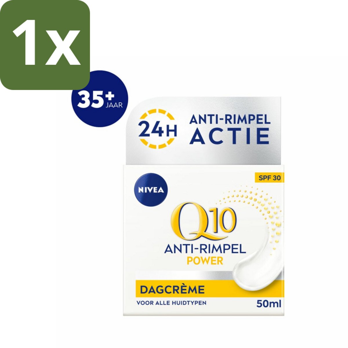1 x NIVEA - Q10 POWER Dagcrème - Anti-Rimpel Crème - SPF 30 - Voor alle huidtypen - Met Q10 & Creatine - Collageenversterker - 50 ml - Anti-rimpel Crème - Rimpelvermindering - Huidveroudering - SPF 30 - Q10