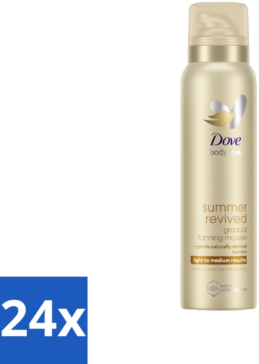 24 x Dove Body Love Zelfbruinende Mousse - Summer Revived - Light-Medium - 150 ml - Zelfbruiner - Body Mousse - Zomerse Gloed - Gehydrateerde Huid - Gevoelige Huid