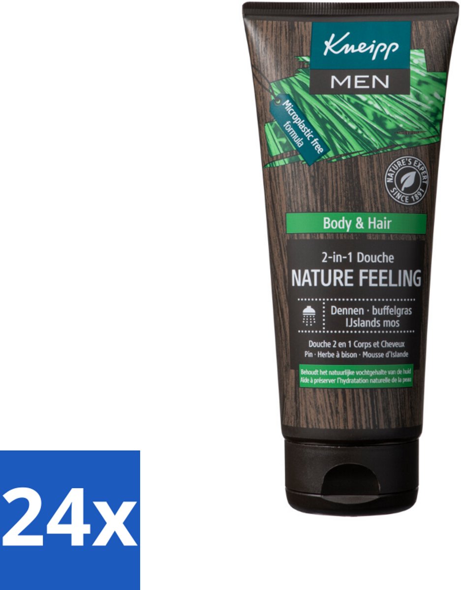 24 x Kneipp - Douchegel - Men - Nature Feeling - 2-in-1 - 200 ml - Douchegel - Mannen - Natuurlijke Verzorging - Dennenolie - Buffelgras