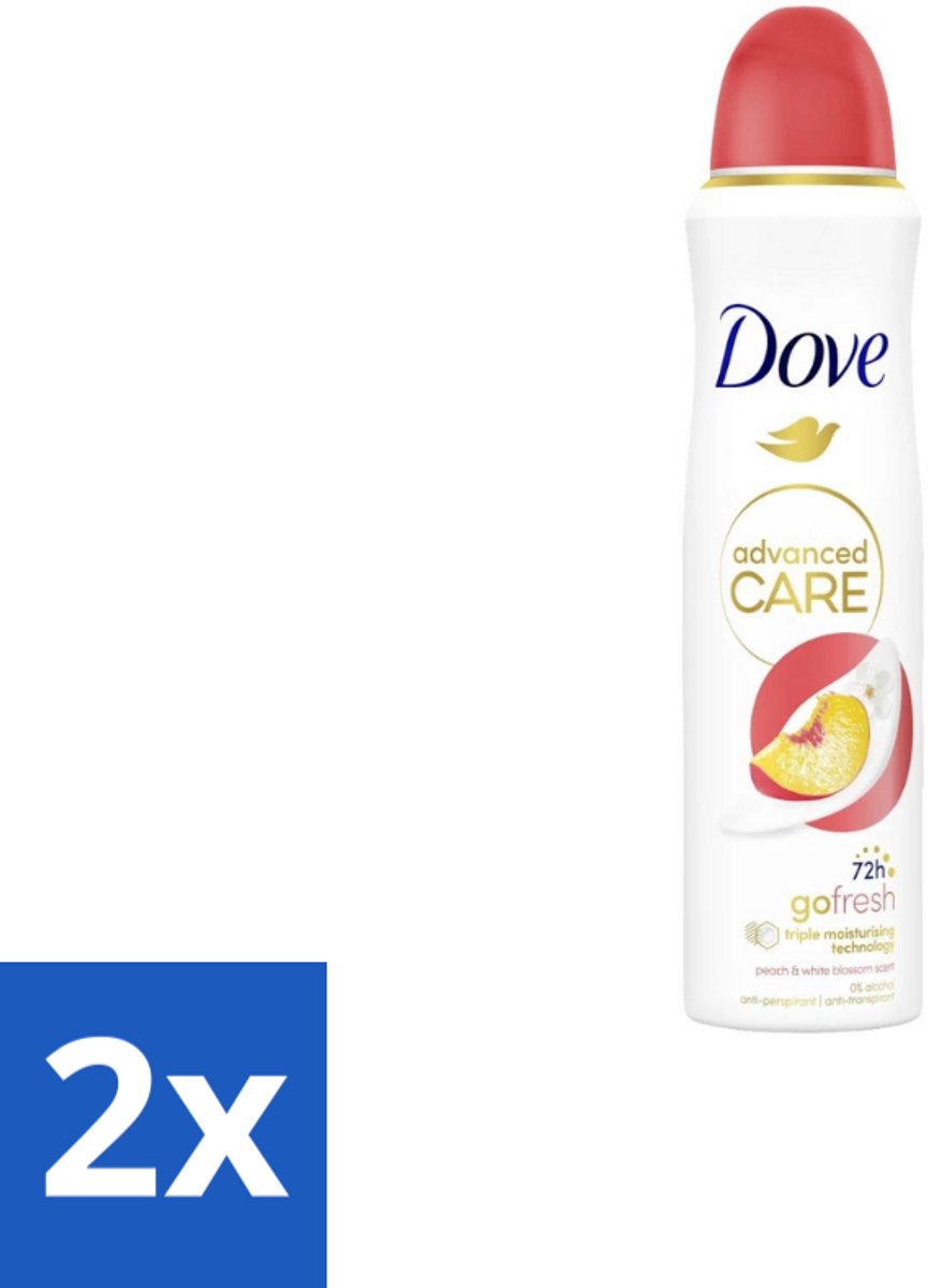 2 x Dove Deodorant Spray - Perzik & Witte Bloesem - 150 ml - Dove Deodorant - Anti-transpirant - Peach & White Blossom - Deodorant Spray - Verzorgende Deodorant