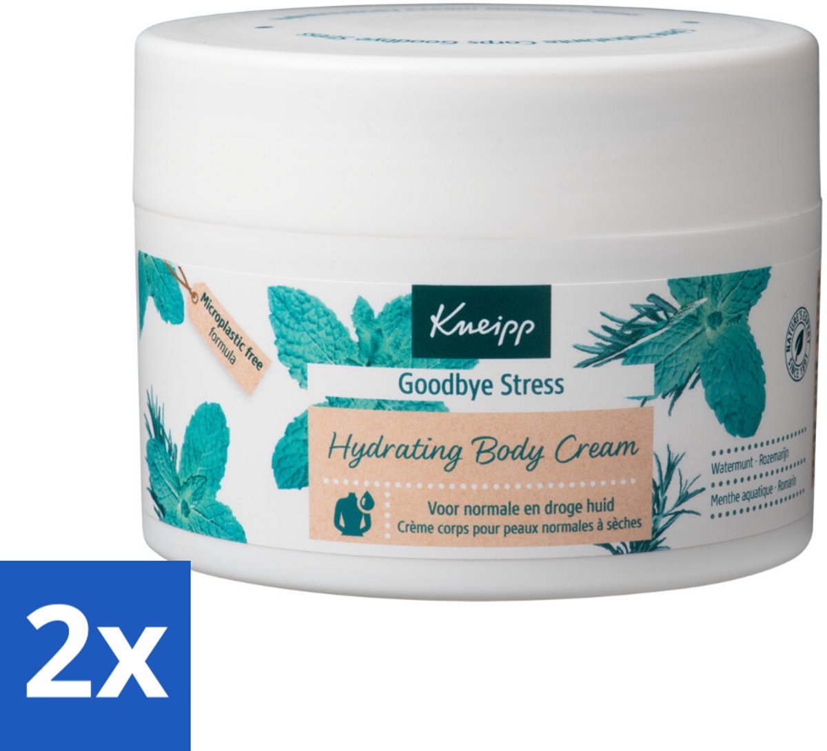 2 x Kneipp - Body crème - Goodbye Stress - Watermunt & Rozemarijn - 200 ml - Lichaamscrème - Stressvermindering - Ontspannende Crème - Hydraterende Crème - Watermunt