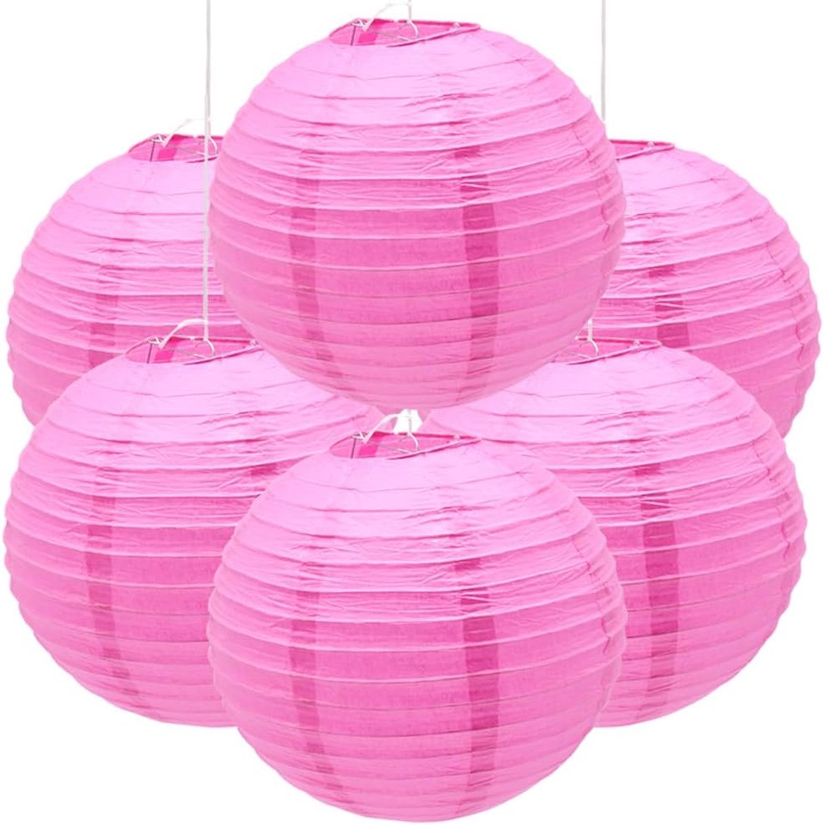 Papieren lantaarns 30 cm - Roze ronde lampenkappen - 6 stuks - Perfect voor bruiloften - ShopVlot
