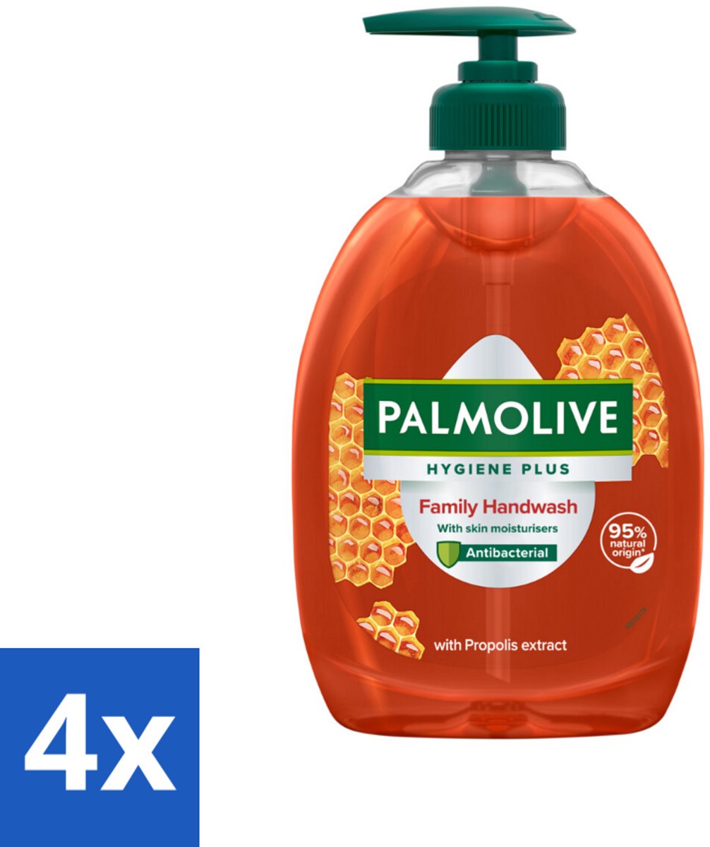 4 x Palmolive - Hygiëne - Handzeep - Antibacterieel & Fris - 500 ml - Antibacteriële Handzeep - Vloeibare Handzeep - Handhygiëne - Propolisextract - Gezinszeep