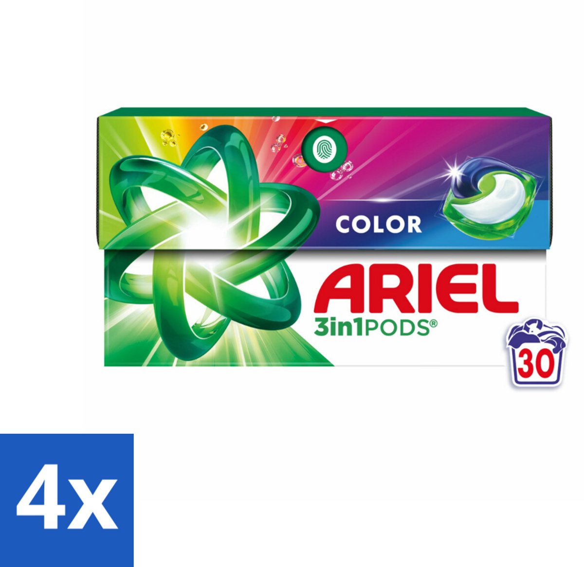 4 x Ariel - 3in1 Wasmiddel Pods - Color - 30 Pods - Ariel Wasmiddel - Wascapsules - Kleurwas - Vlekkenverwijderaar - Wasmiddel Pods