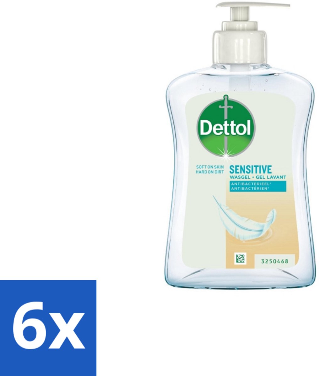 6 x Dettol - Handzeep - Hypoallergenic - Gevoelige Huid - 250 ml - Handzeep - Hypoallergeen - Gevoelige Huid - Antibacterieel - Dermatologisch Getest
