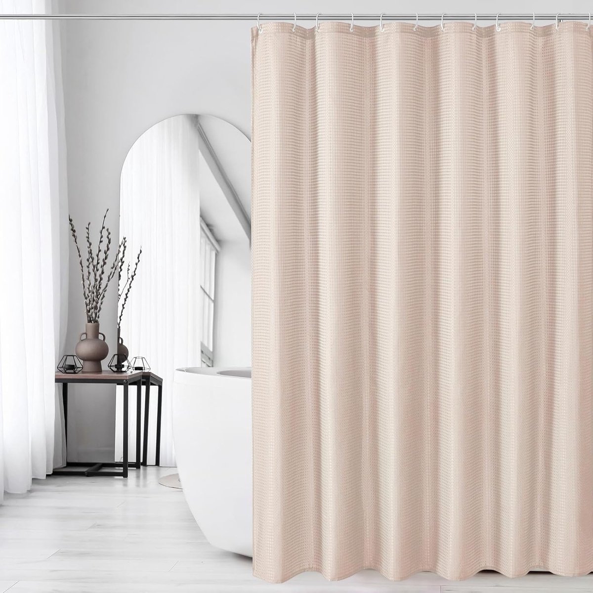 Douchegordijn 180 x 180 cm - wafelstof - schimmel- en geurbestendig - perfect voor nette badkamer - ShopVlot