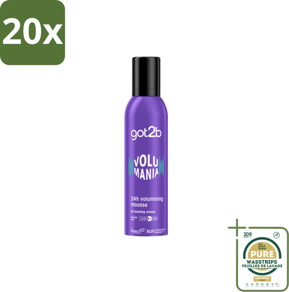 20 x Got2B - Volumemousse - Volumania 24H - 250 ml - Grootverpakking - Haar Volume - Volumemousse - 24 Uur Hold - Vegan Haarproduct - Natuurlijke Formule