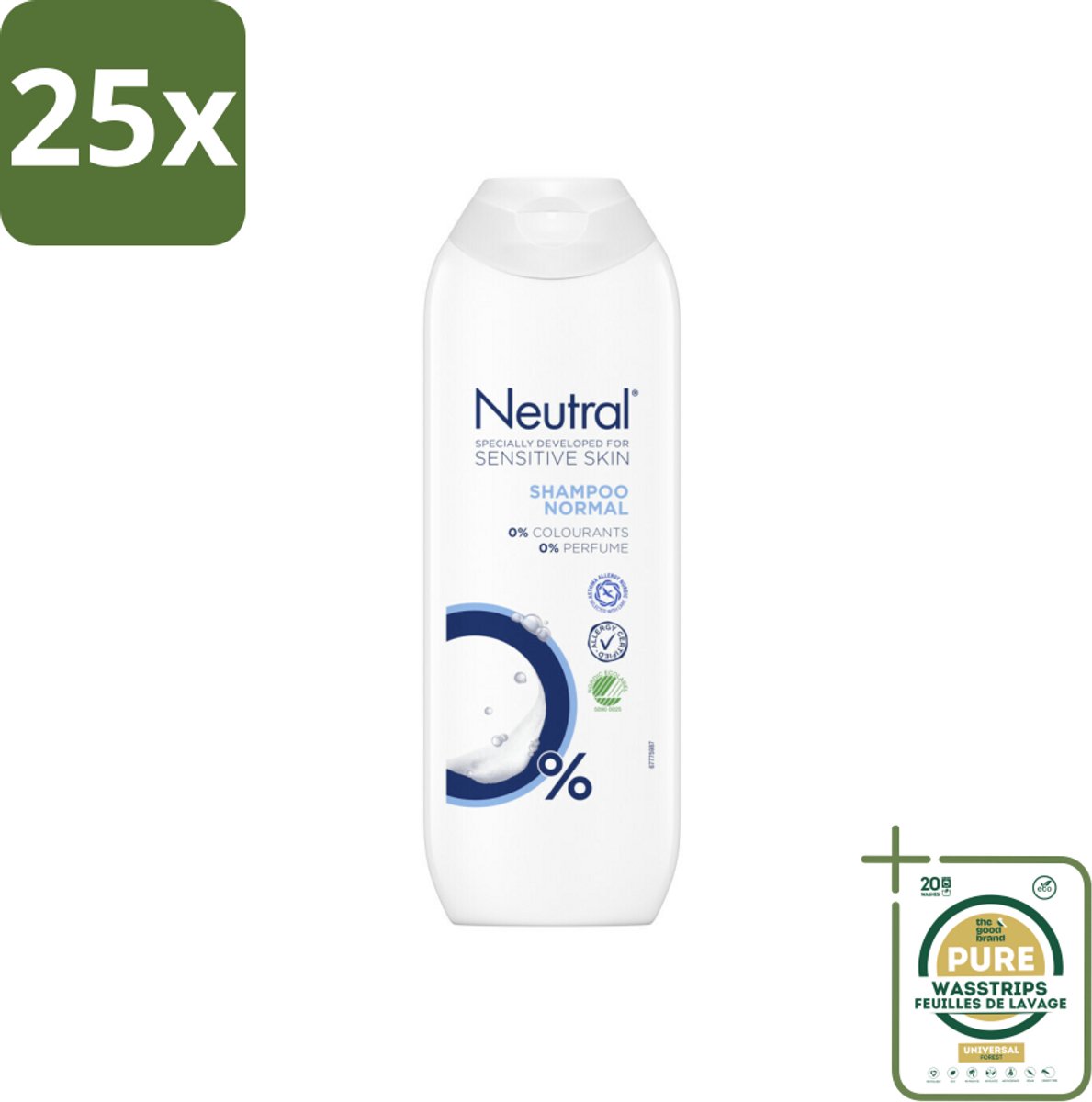 25 x Neutral - Shampoo - Gevoelige huid - 250 ml - Grootverpakking - Gevoelige Huid - Gevoelige Hoofdhuid - Gevoelige Haar - Parfumvrij Shampoo - 0% Parfum