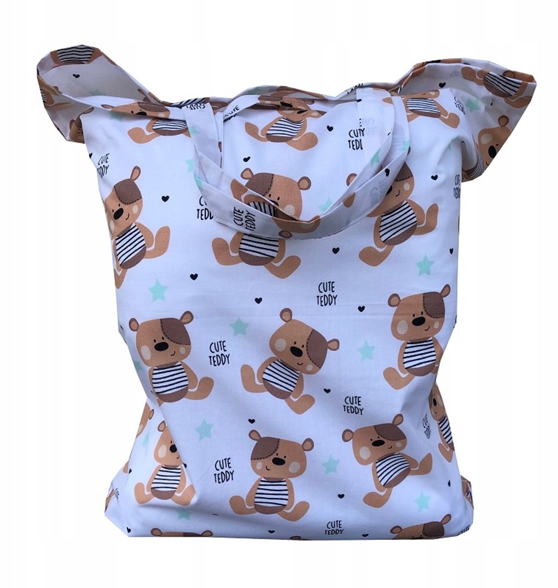 Opbergzak beddengoed kinderopvang/peuterspeelzaal 50x60 Teddy bruin