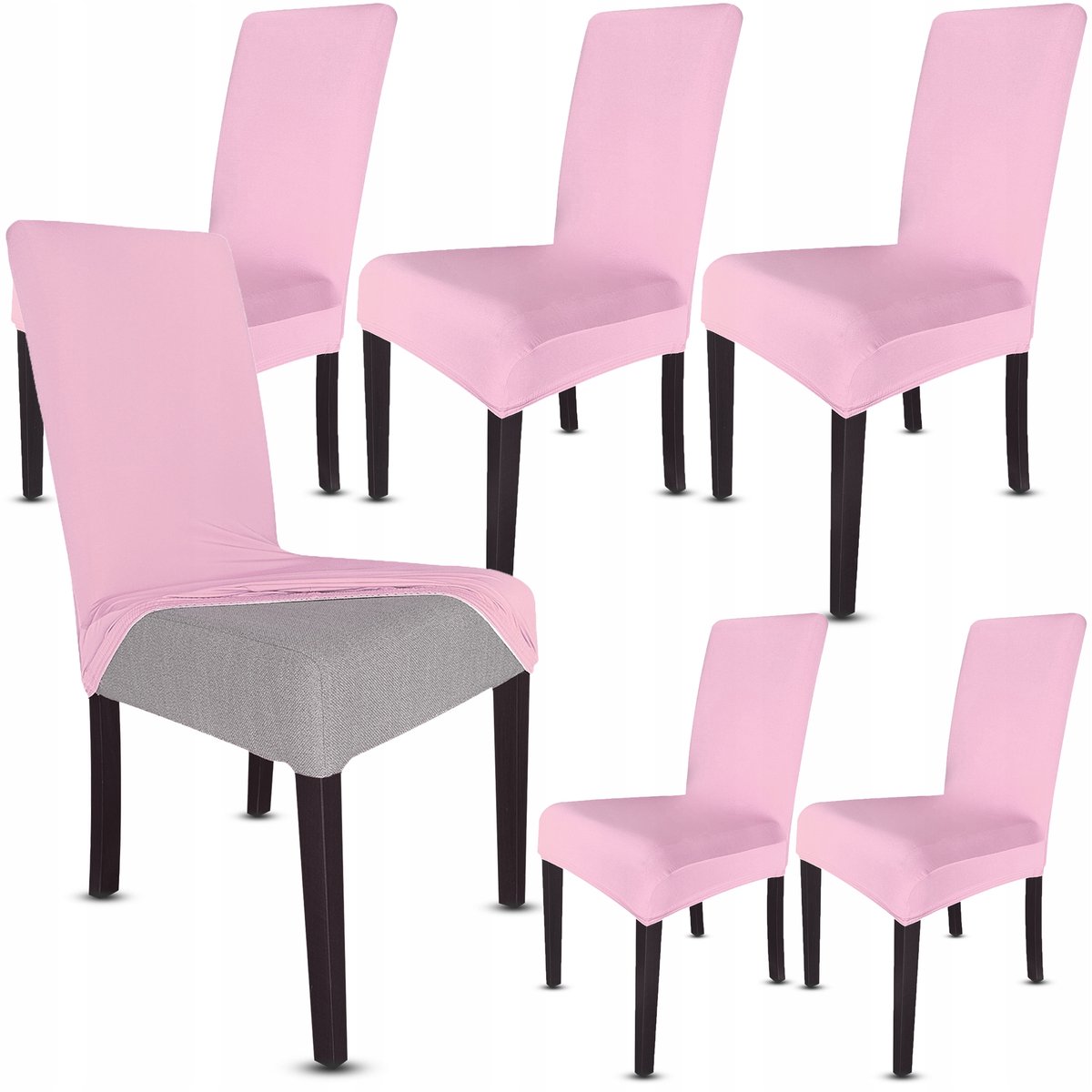 Roze Stoelhoes Set - 6 Stuks - Elastisch & Duurzaam