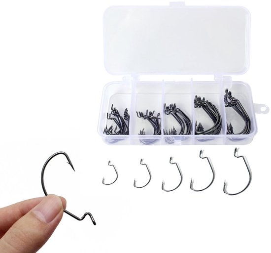 Set van 50 Vis haken met 10 Zachte Aas, Inclusief Opbergdoos — afbeelding 5