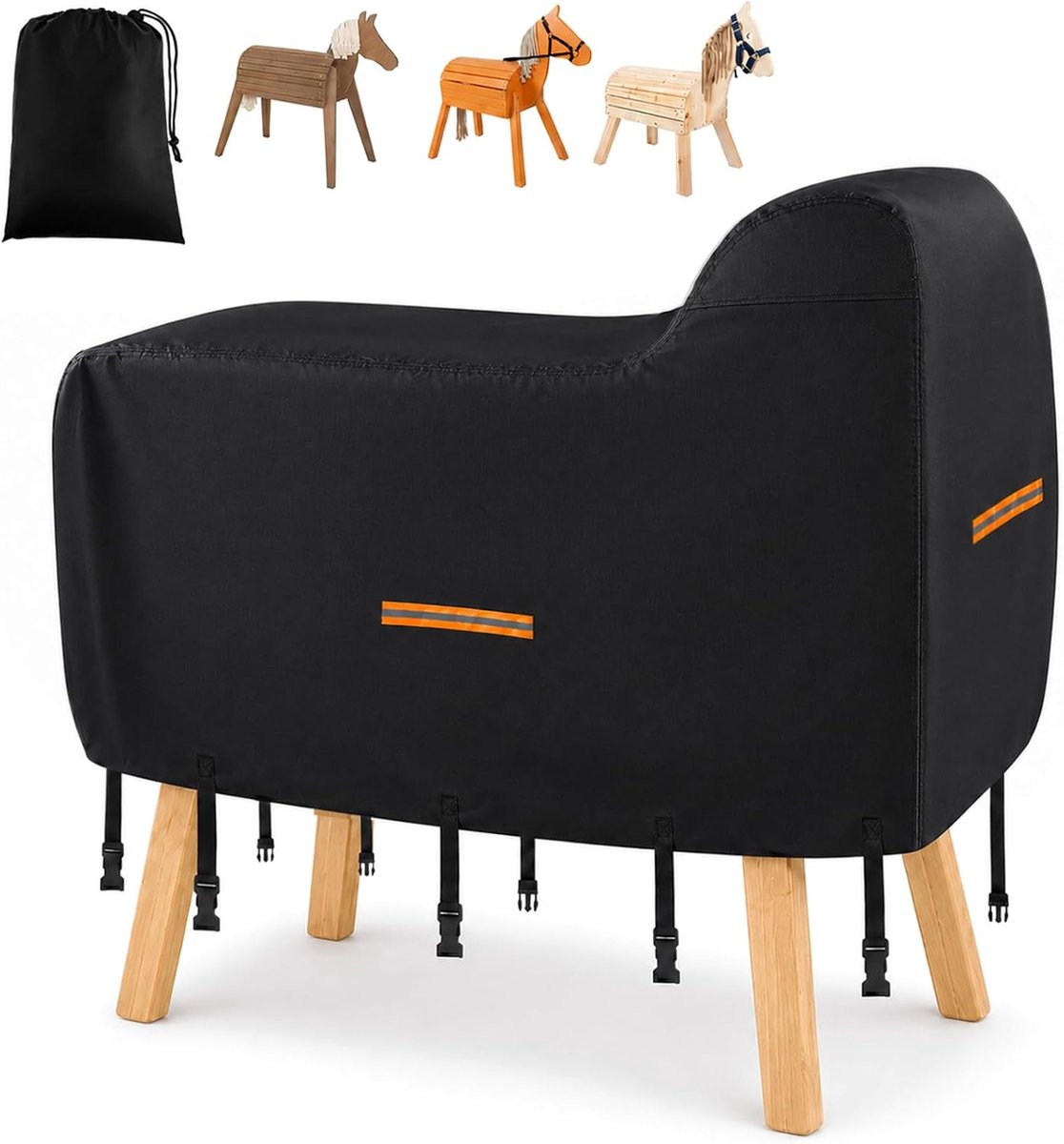 Afdekking voor houten paard, 420D Oxford houten paard afdekzeilen (zwart 420D) - ShopVlot